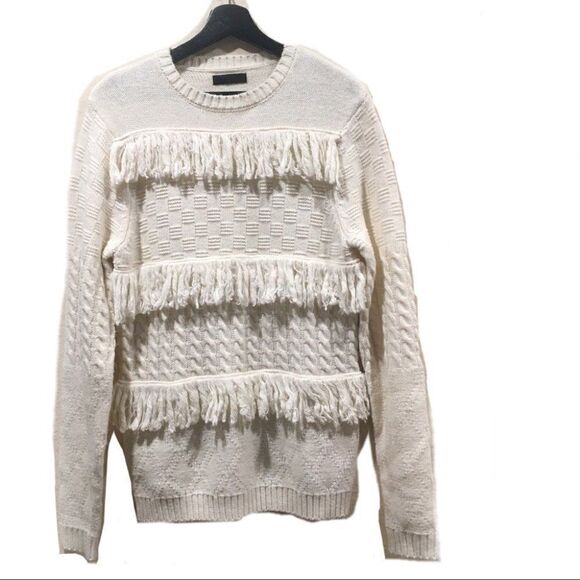 ASOS Fringe Knit Crewneck Sweater boho tassles Sm - Picture 1 of 7